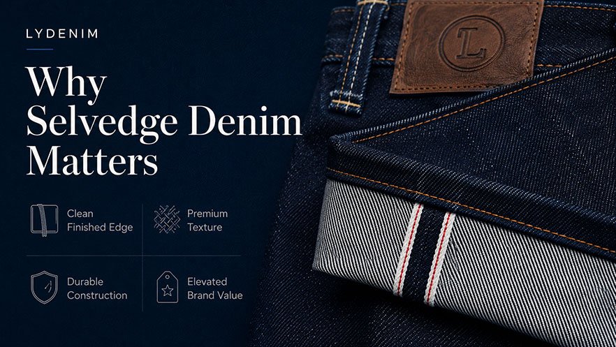 Custom embroidered jeans showing brand identity and pocket embroidery details