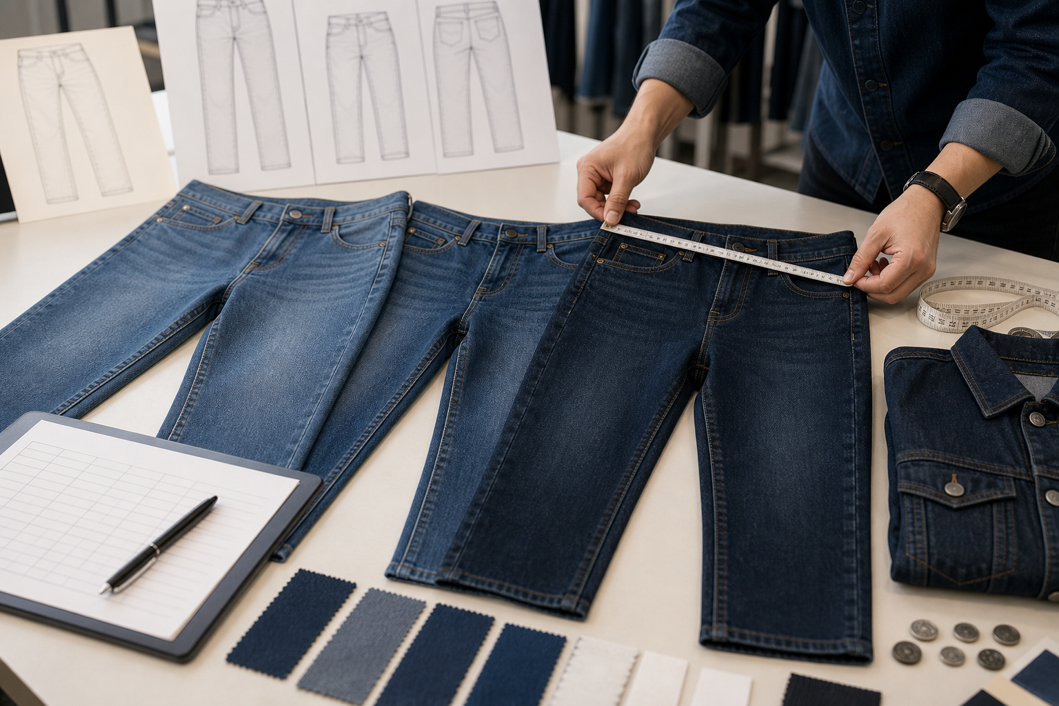 Denim garment size set sample development