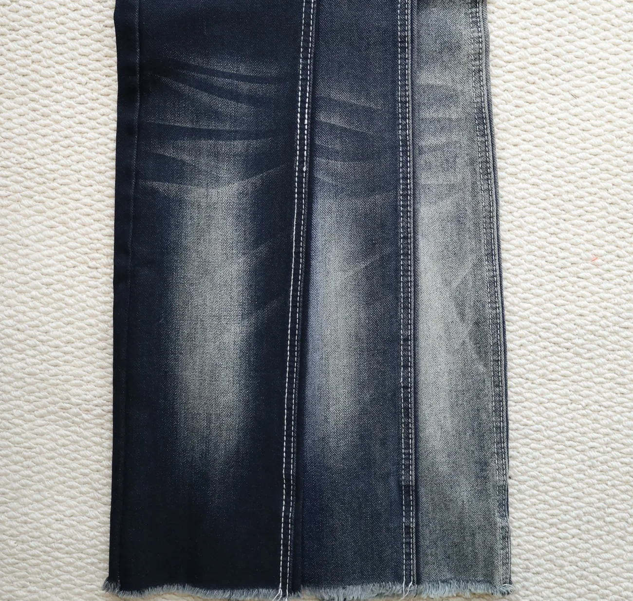 10S Deep Black + Black + Blue Stretch Denim 085-325 – Durable Slub Texture Fabric
