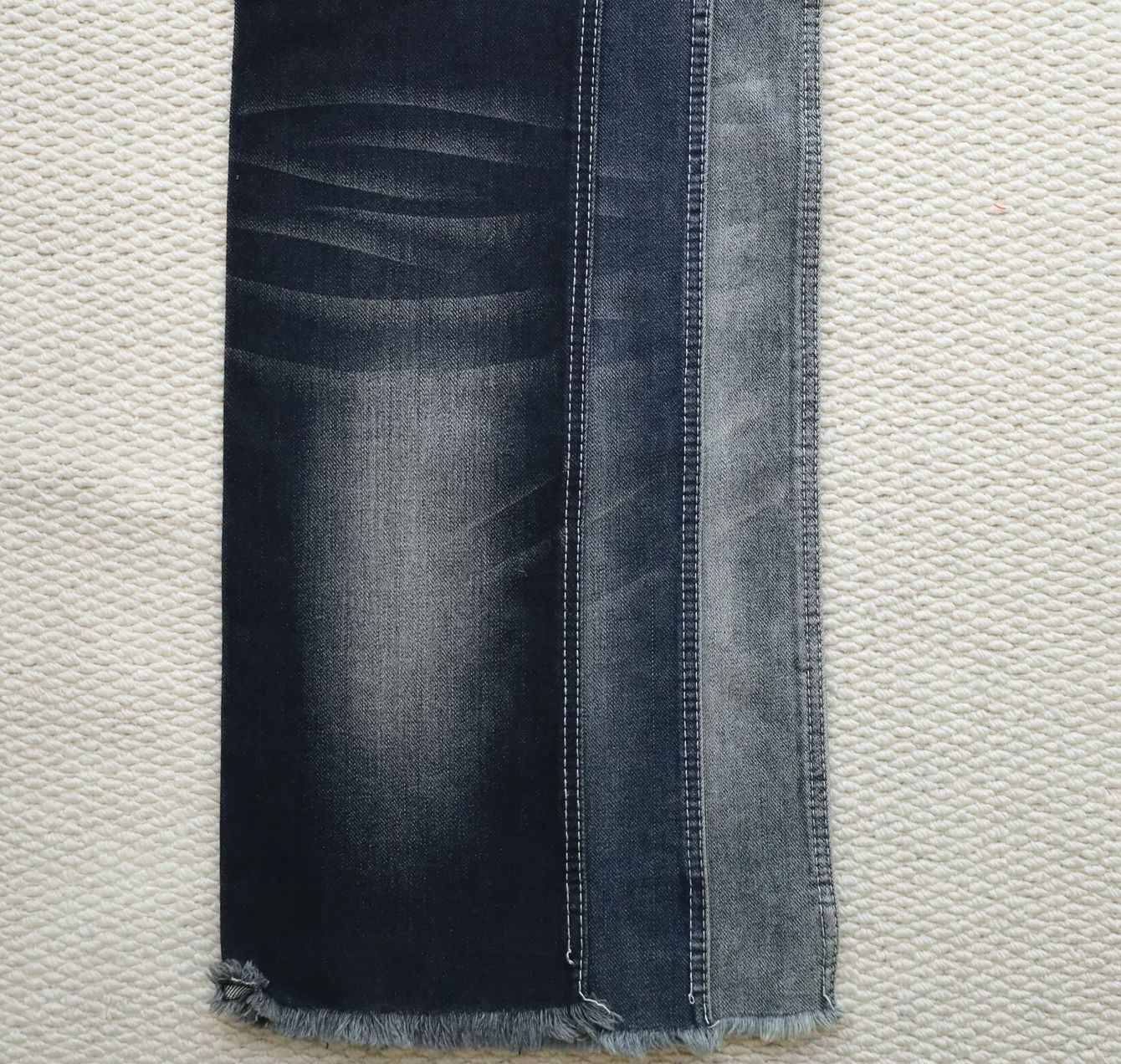10S Deep Black + Black + Blue Stretch Denim 085-503 – Durable Slub Texture Fabric