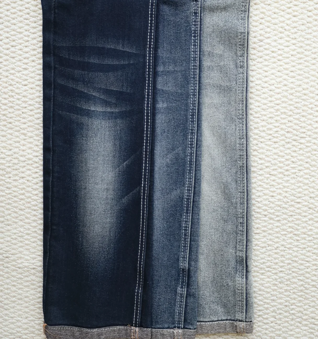 10S Deep Black + Black + Blue Stretch Denim 085-633 – Durable Slub Texture Fabric