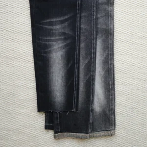 10S Non-Fading Mercerized Black + Black Stretch Denim 086-044-436 – Durable Slub Texture Fabric cover image