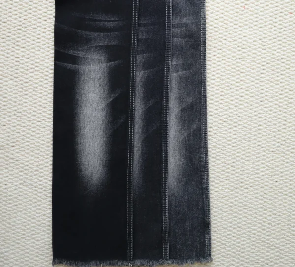 10S Mercerized Black Stretch Slub Denim 086 New Vat fabric surface