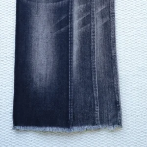 10S Non-Fading Deep Black + Black Stretch Denim 091-503 – Durable Slub Texture Fabric cover image