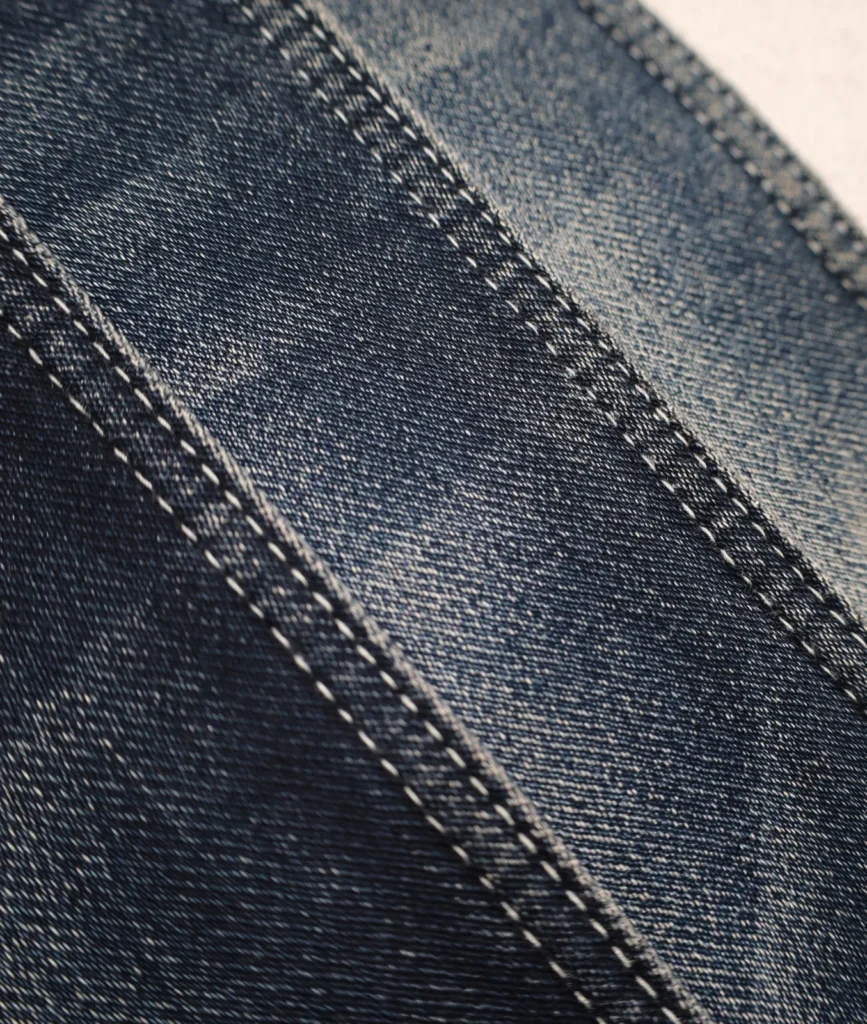 10S Blue + Grey Stretch Denim 092-6008 – Durable Slub Texture Fabric cover image