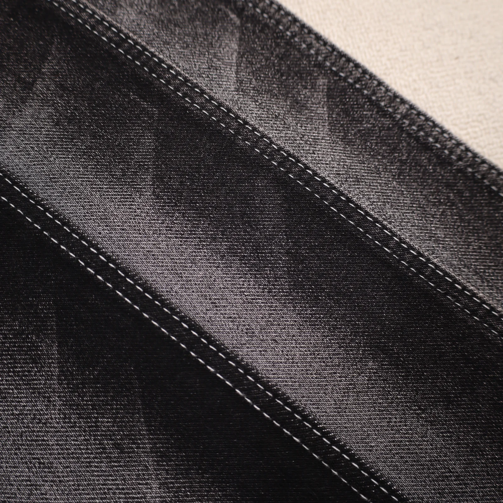 10S Deep Black + Black Stretch Denim 093 – Durable Slub Texture Fabric