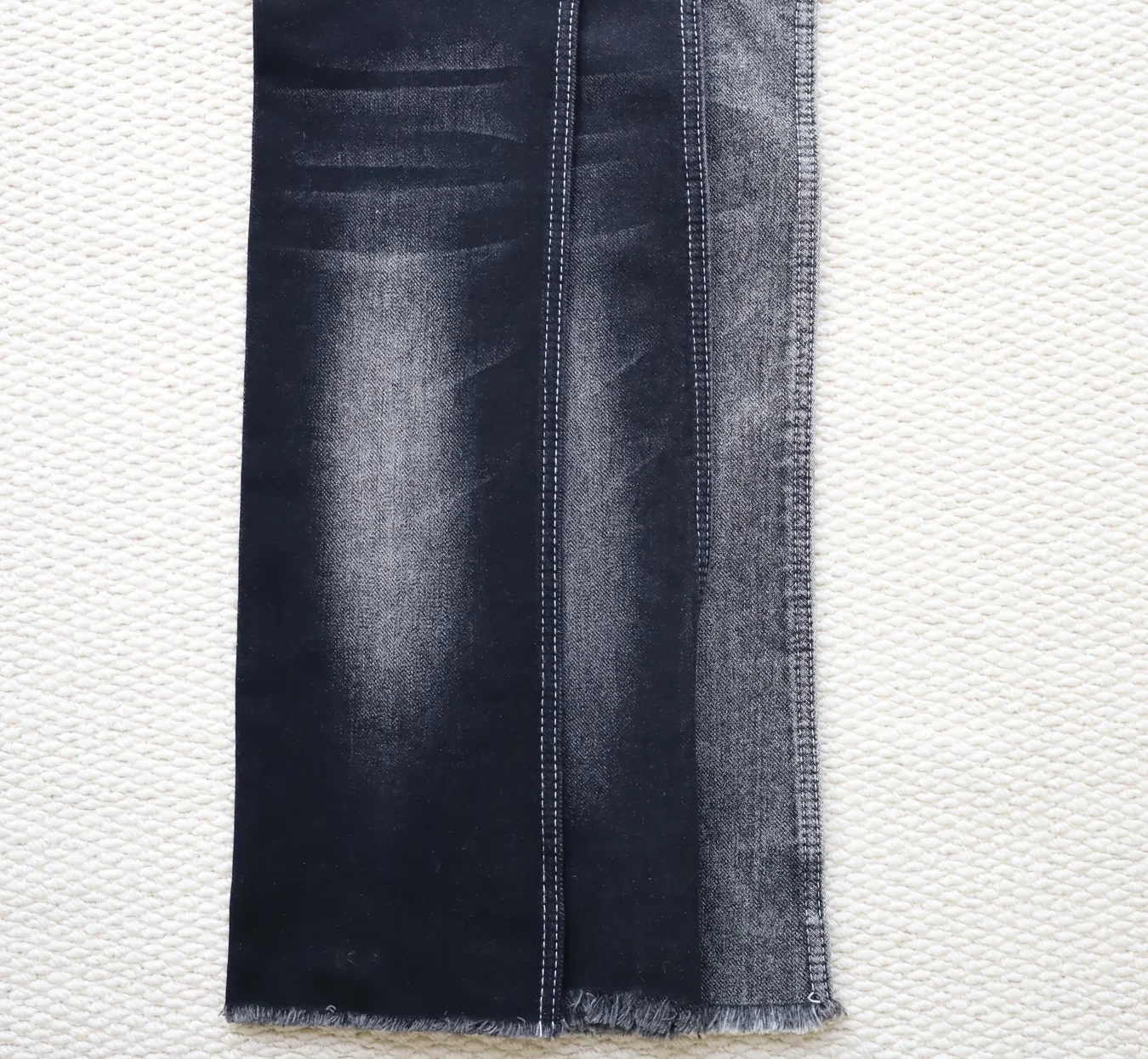 10S Deep Black + Black Stretch Denim 093-644+5 – Durable Slub Texture Fabric