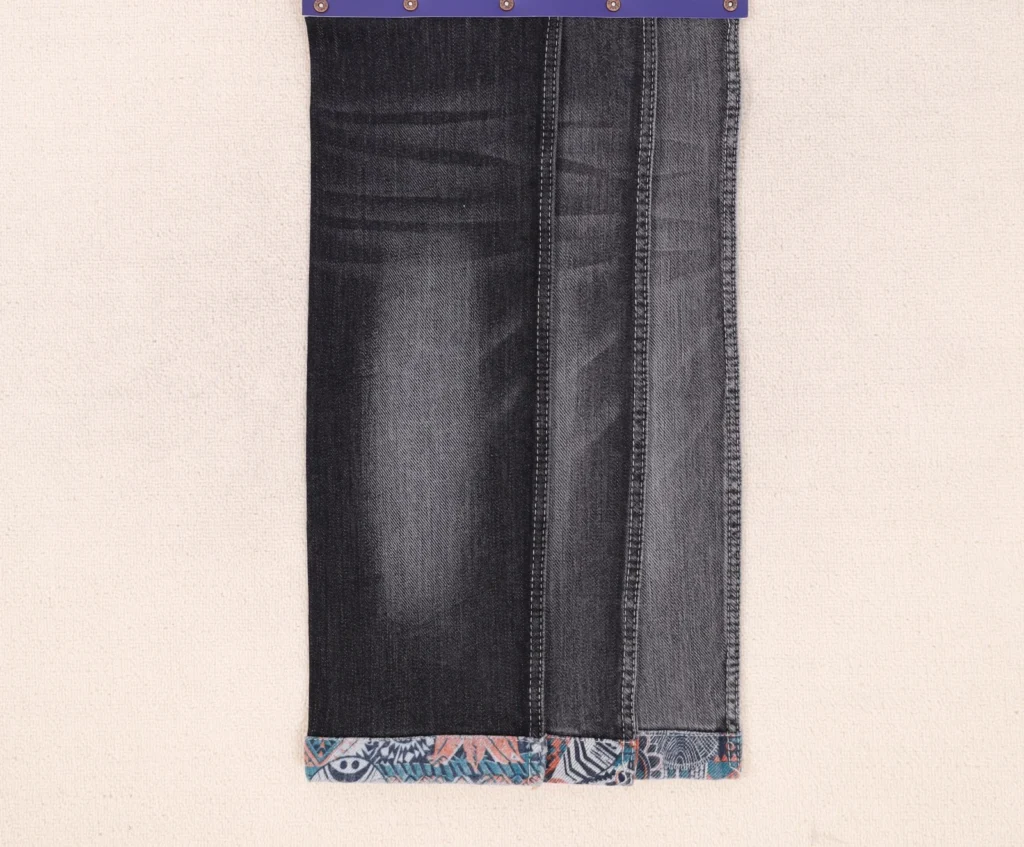 12S Non-Fading Mercerized Black + Black Stretch Denim 1056-3 – Durable Slub Texture Fabric cover image