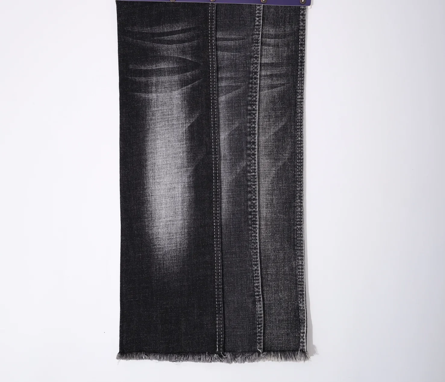 8S Mercerized Black Flocked Stretch Denim 721-6