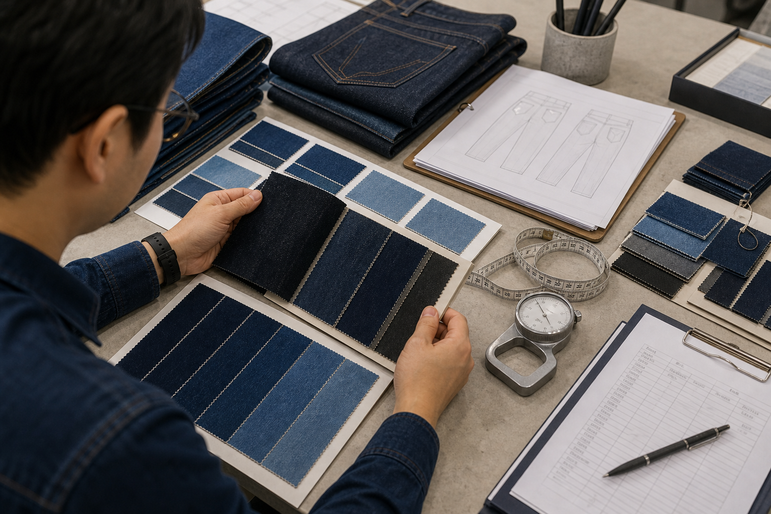 How to Source a True Custom Denim Manufacturer: A Buyer’s Checklist macro texture body image