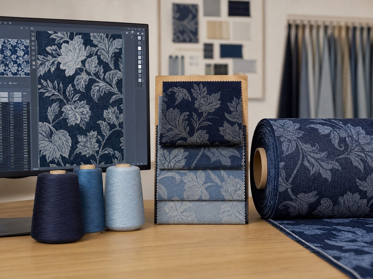 Jacquard denim CAD artwork loom sample strike-off and bulk approval process