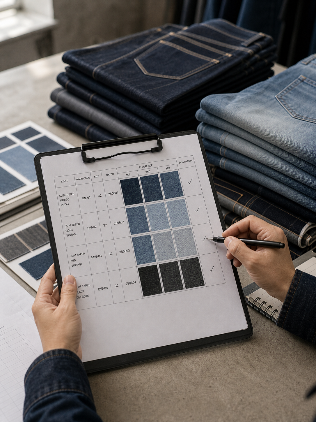Wholesale Denim Jeans Manufacturer: How to Verify Repeatability warehouse flow body image
