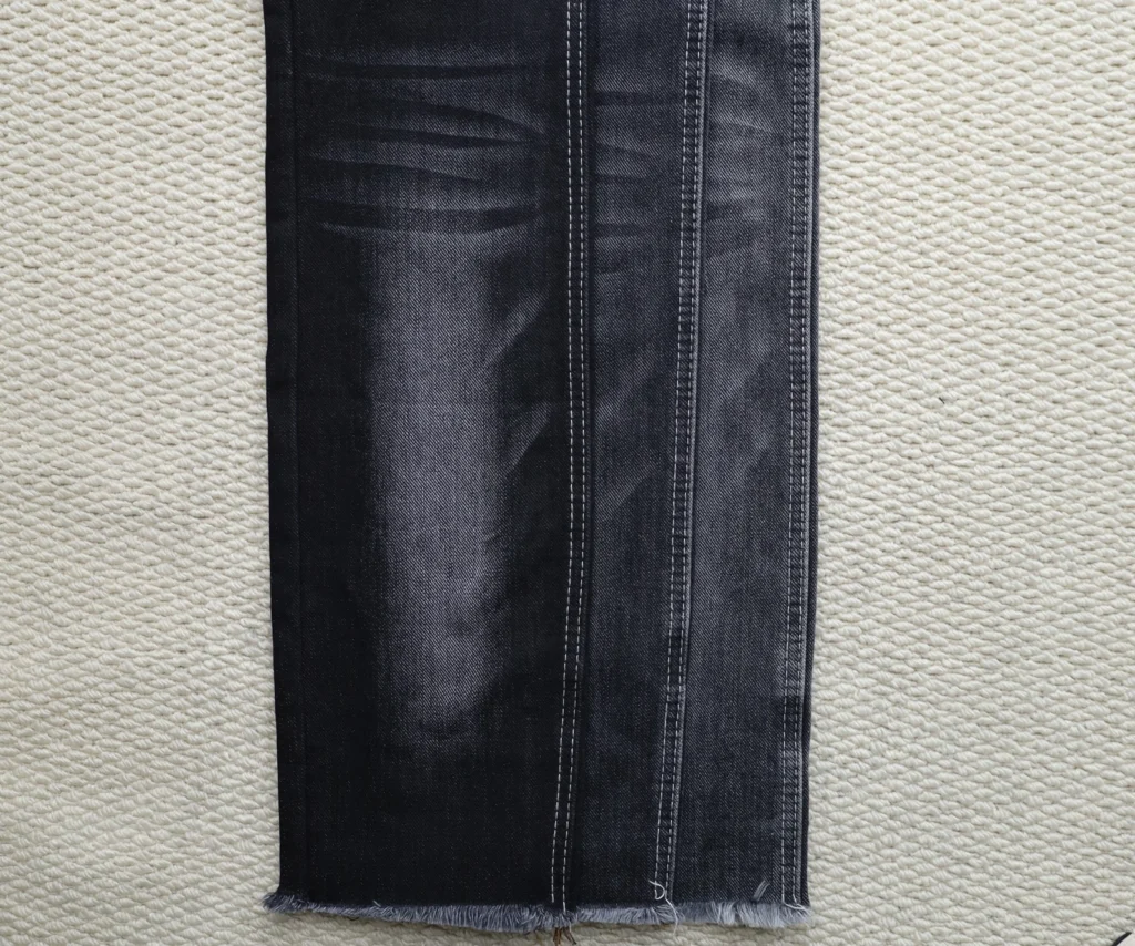 10S Mercerized Black + Black Stretch Denim HY1537抓毛 – Durable Slub Texture Fabric cover image