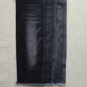 10S Mercerized Black + Black Stretch Denim HY1537抓毛 – Durable Slub Texture Fabric cover image