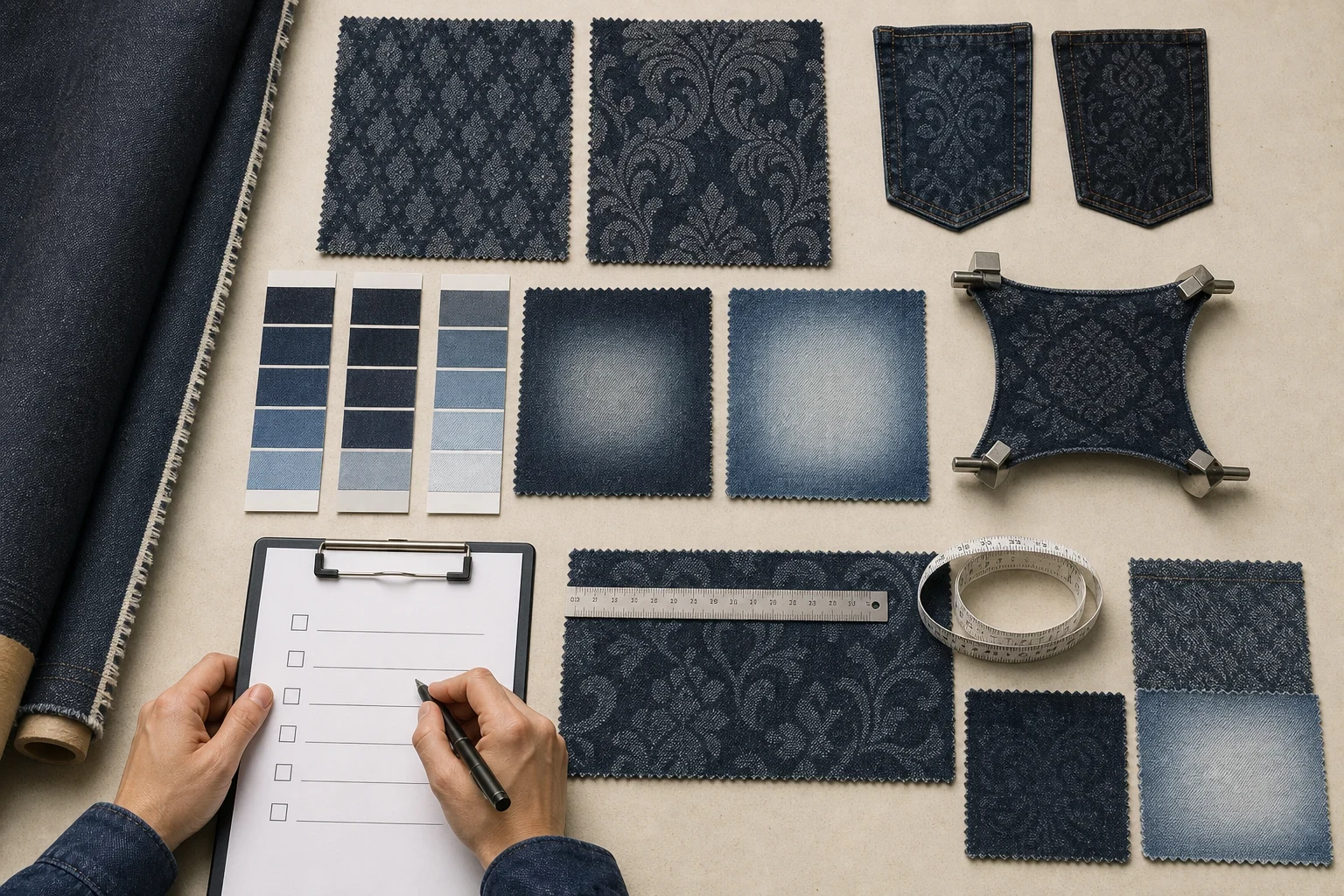 Jacquard Denim Sample Approval Checklist: Repeat, Shade, Stretch and Shrinkage Supplier Questions Before PP Approval body image