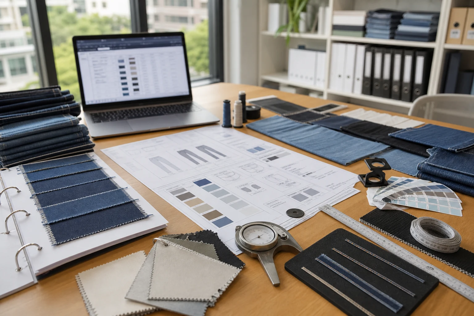 Buyer brief workstation for denim sample request planning