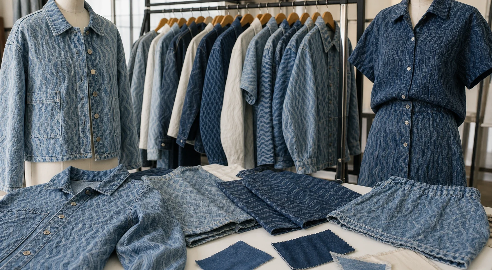 Wave Jacquard Denim Fabric: How to Source Flowing Texture for Apparel Best Garment Applications body image