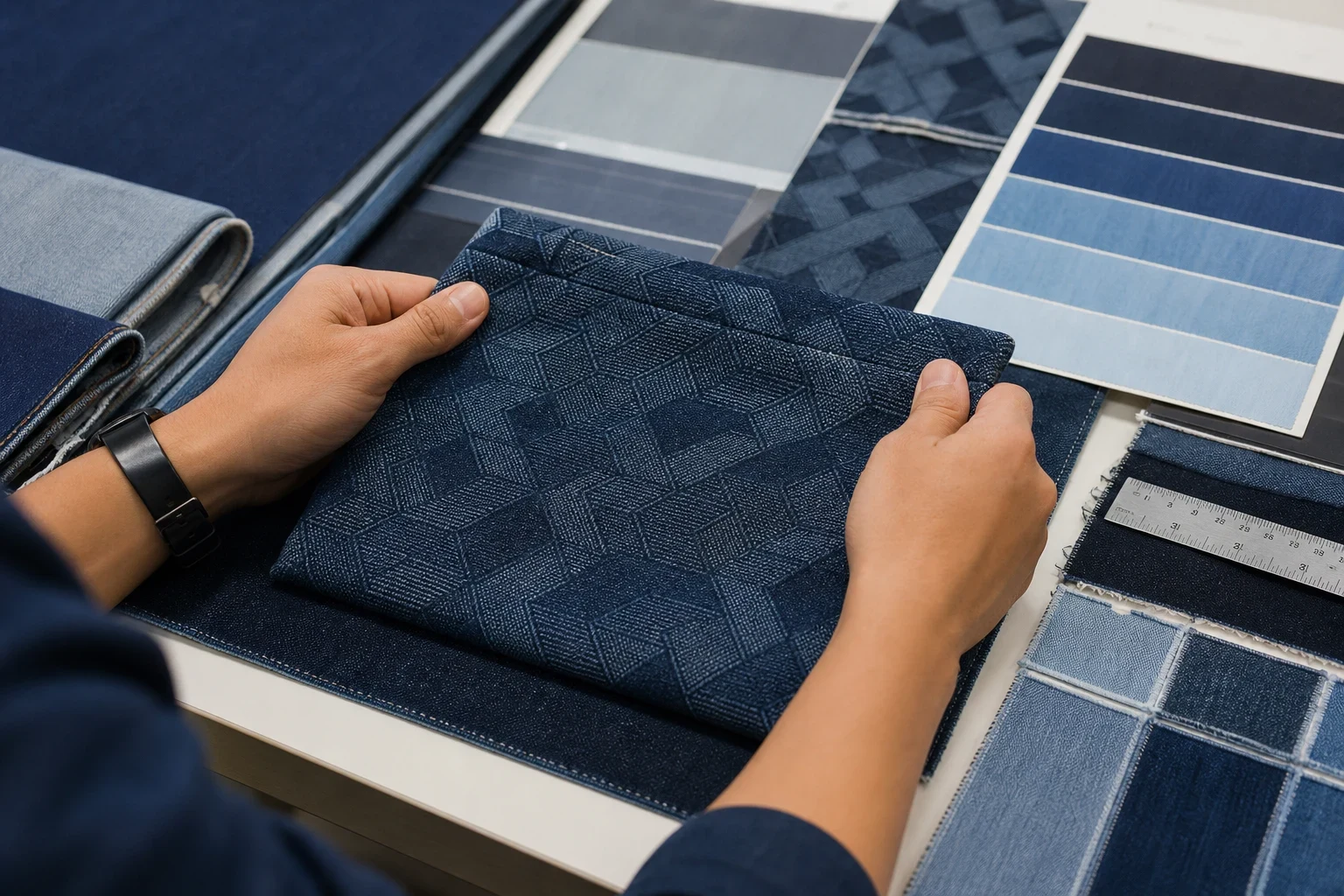 Jacquard Denim Sample Approval Checklist: Repeat, Shade, Stretch and Shrinkage Checklist 2: Shade and Contrast body image