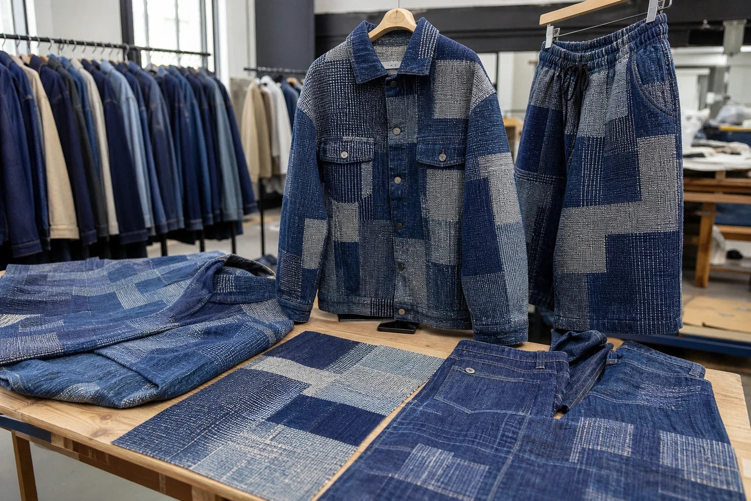 Patchwork Jacquard Denim: Woven Patchwork Effects Without Extra Seams When Woven Patchwork Improves Production Efficiency body image