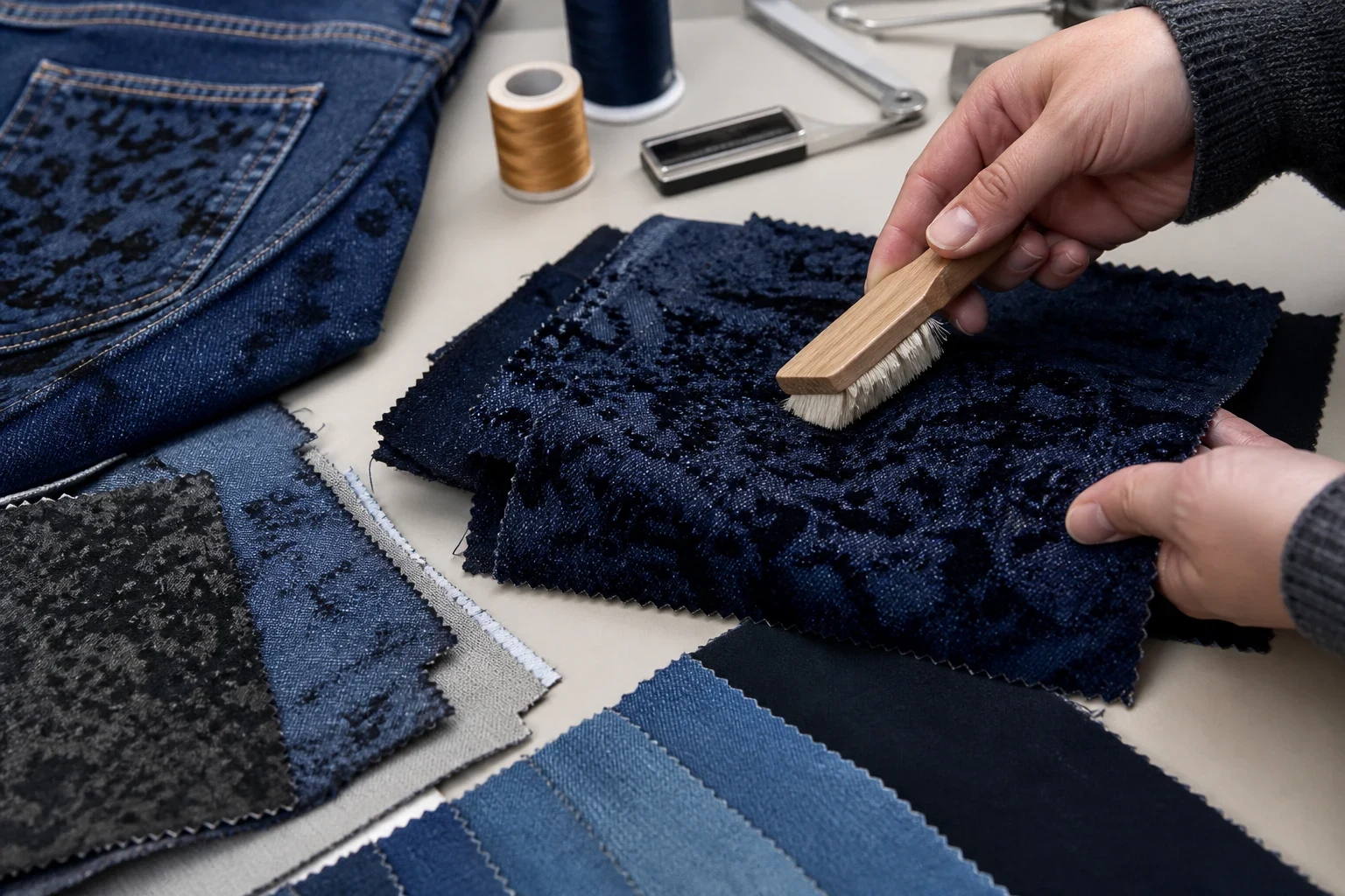 What Is Flocking Fabric? A Denim Buyer Guide to Surface Texture, Sampling and Bulk QC When Flocking Works Best on Denim body image