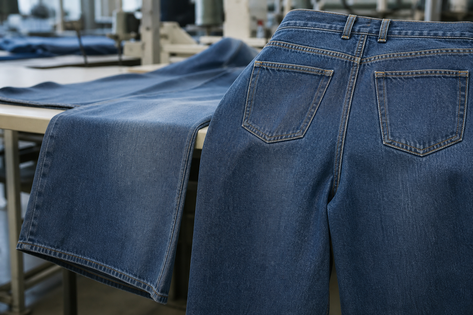 Baggy and wide-leg jeans construction detail used to identify product-specific development risks.