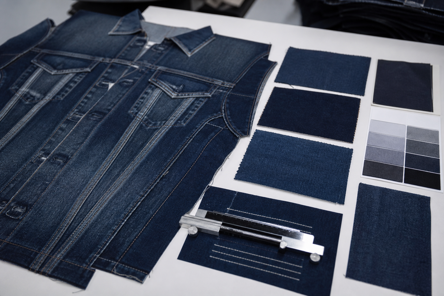 Denim jacket wash and stitch quality inspection