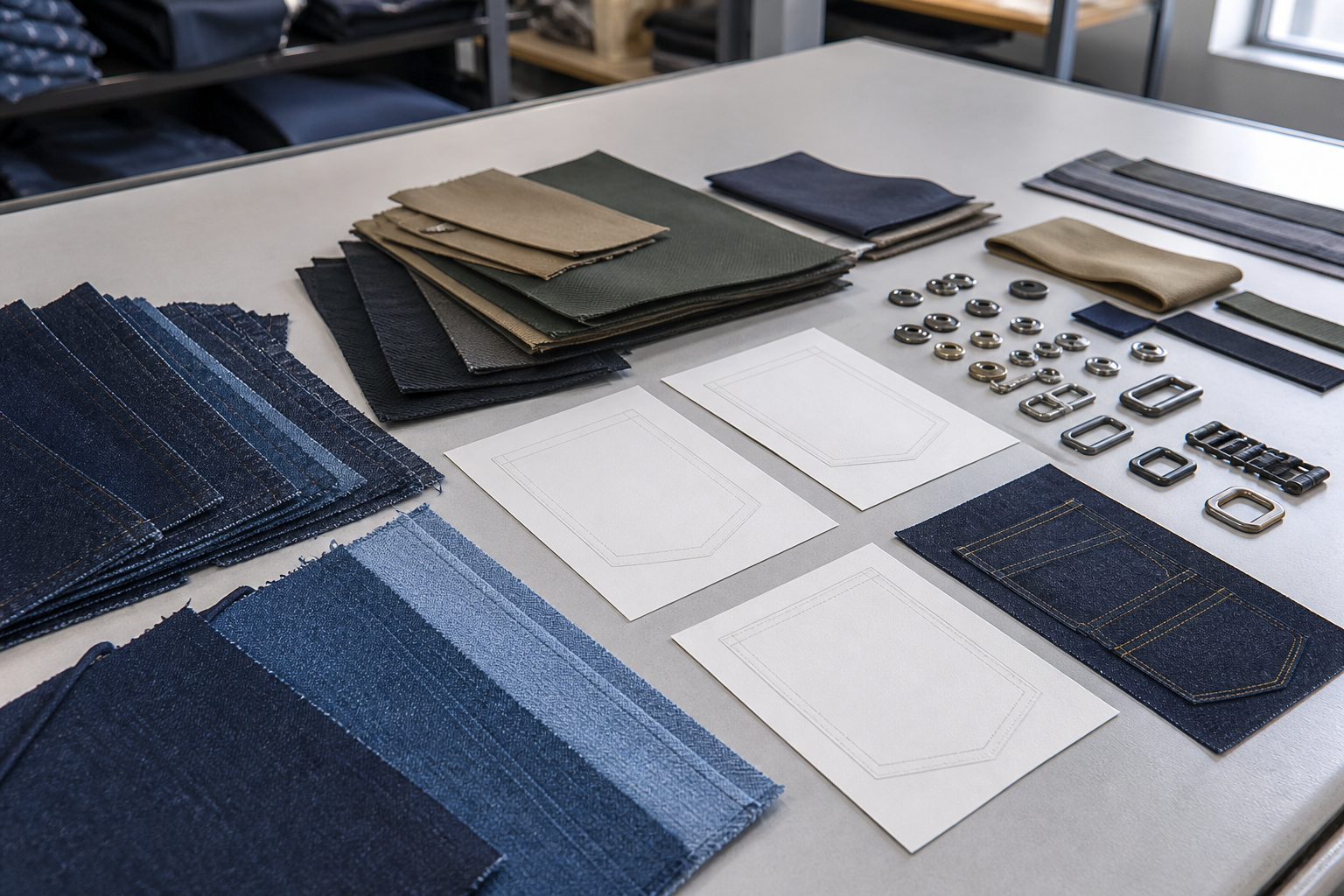 Cargo and carpenter jeans material and specification review for a buyer brief.