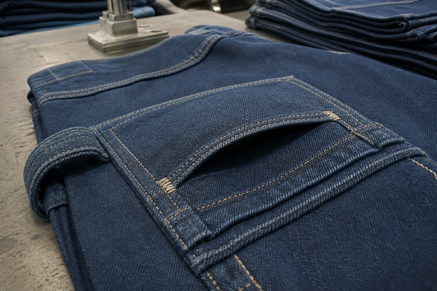 Cargo and carpenter jeans construction detail used to identify product-specific development risks.